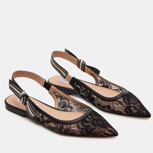 Steve Madden Olsen Ballet Flat Bow Sling back Pointed Toe Woman's Shoes 9 US